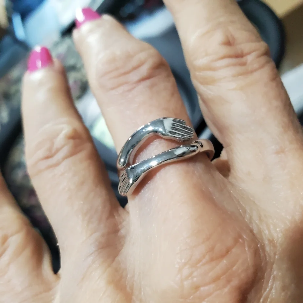 New Hugging Hands Ring Wrap Style Adjustable Embrace